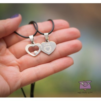 Кулон парный "I love you. Мини сердечки". Сталь. Цена за 1 пару